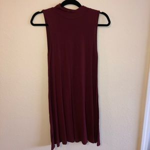 Deep red high neck tank top dress